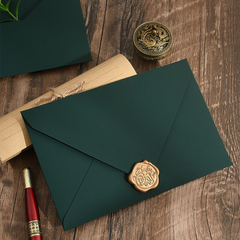 20pcs 200g Thickened Dark Green High-End Artistic Envelopes - Wedding Invitation Greeting Card Couple Letter Wax Seal