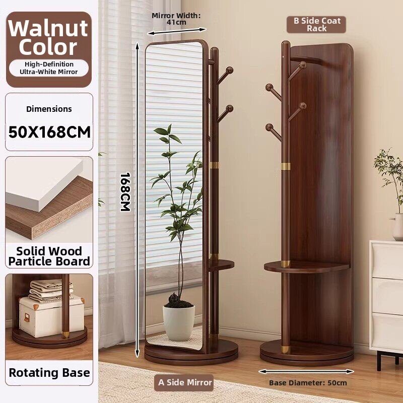 Rotatable Mobile Dressing Mirror With Hanger Full Length Mirror