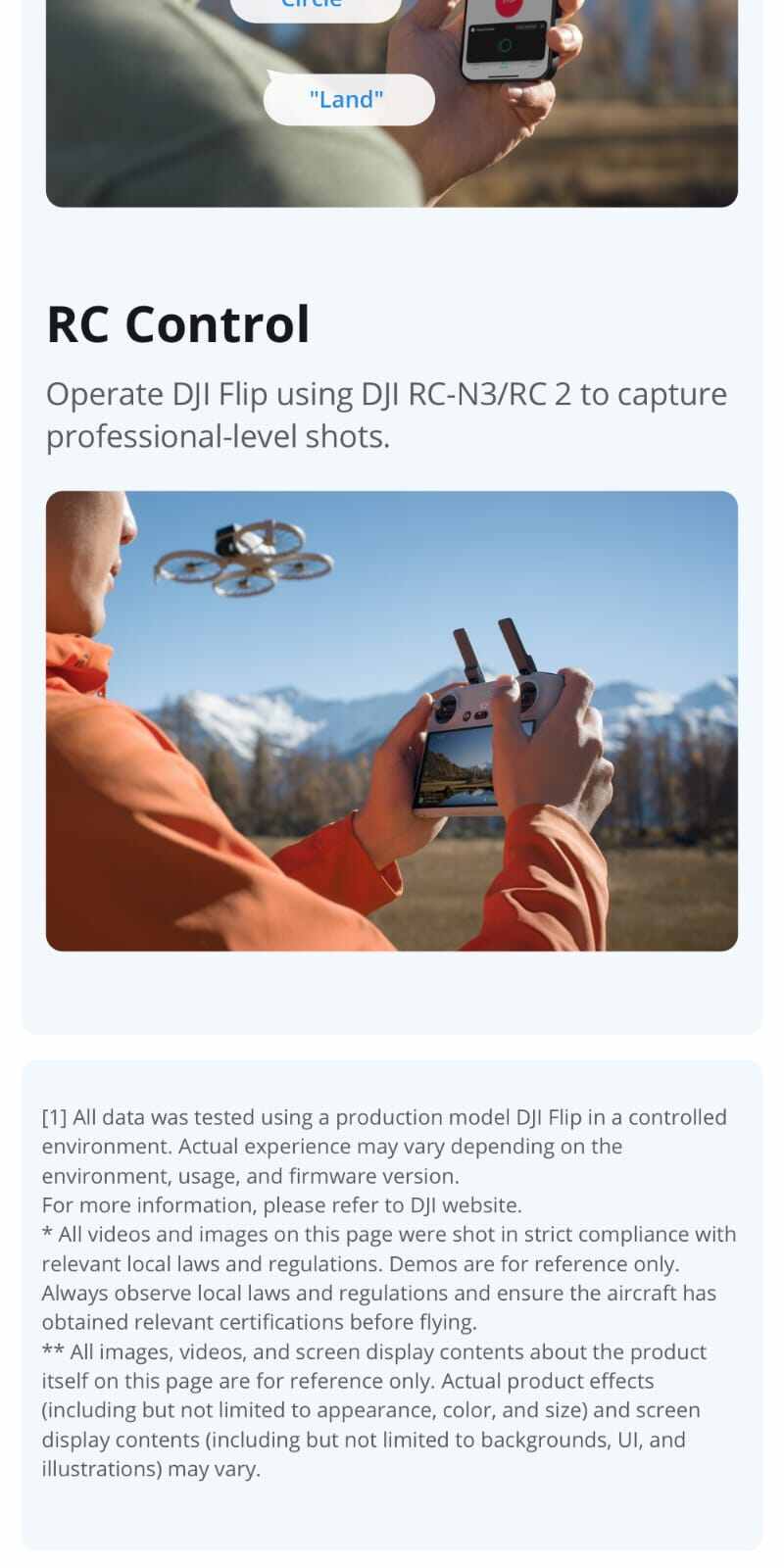 DJI Flip - طائرة بدون طيار مزودة بتحكم صوتي وتتبع الذكاء الاصطناعي مع واقي مروحة قابل للطي بتغطية كاملة / 4k60FPS / إرجاع ذكي / الوزن