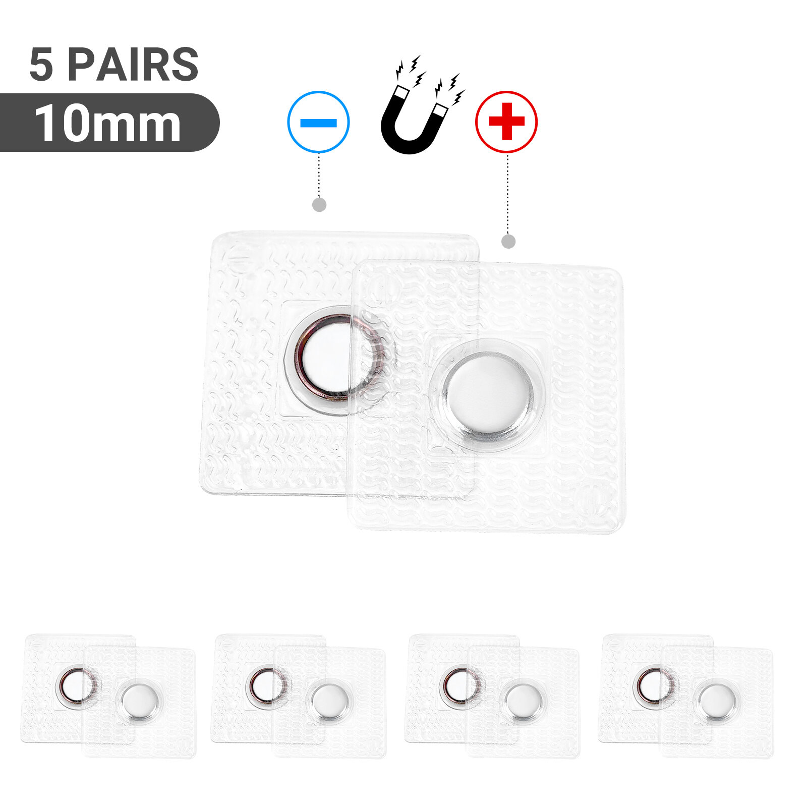 5 Pairs Shirt Magnet Buckle Invisible Seaming Traceless Handbag Wallet Cloth Buckle Magnetic Snap Button DIY Craft Sewing Tools