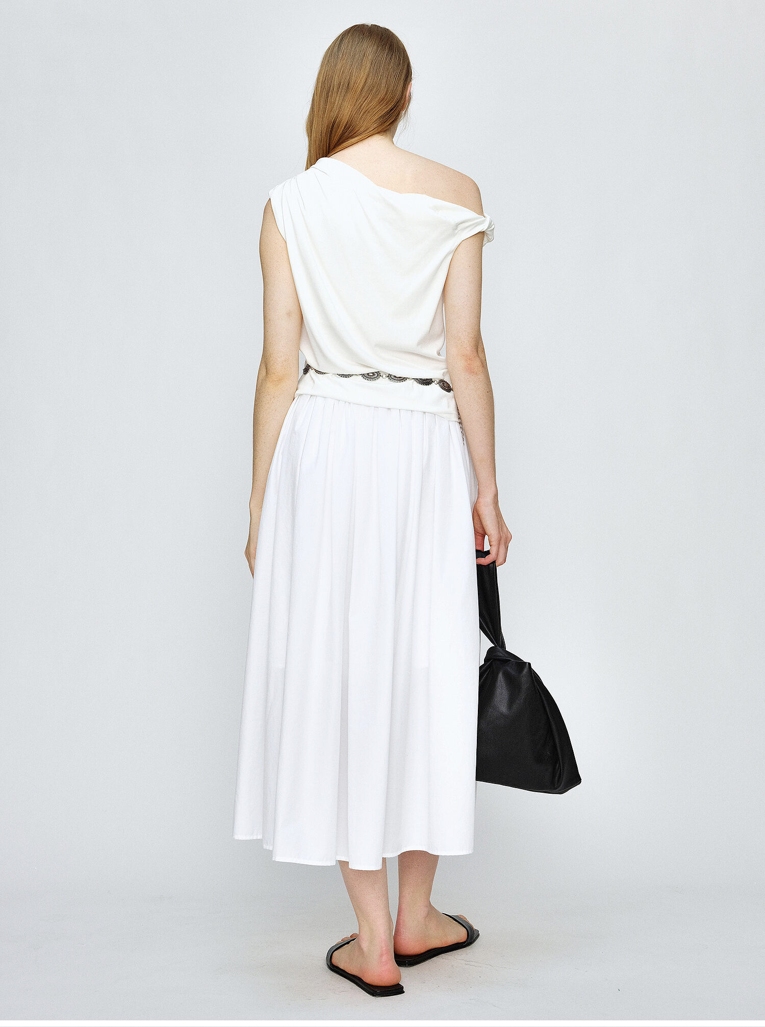 Marllen Yachting Shadow Luxury T-Shirt for Women Summer Wardrobe Essential Ruched Sleeveless Neckline Versatile Viscose Fiber