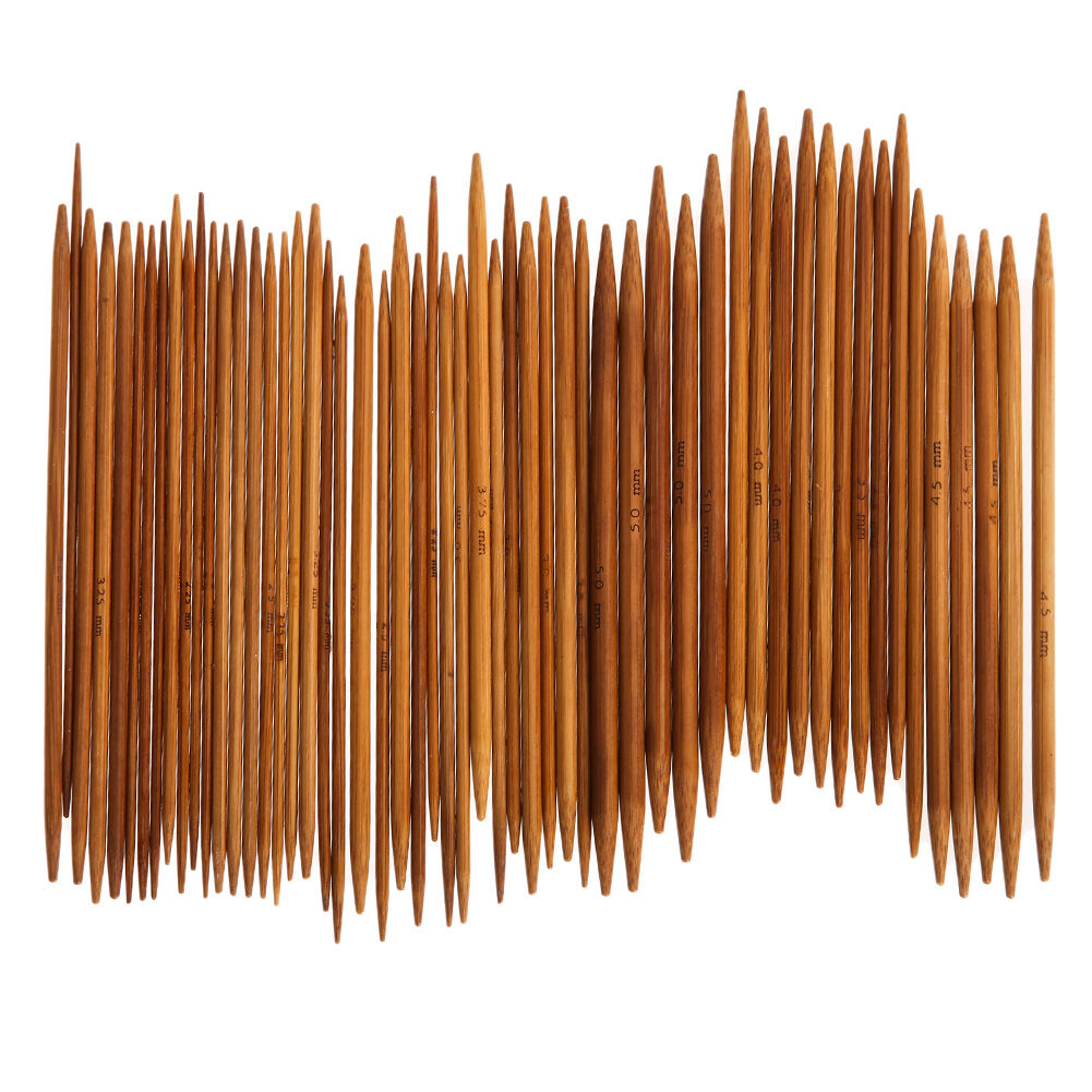 55pcs Double Pointed Knitting Needles Set Weaving Tools Kits Bamboo Circular Knitting Needles Set 13cm for Weave Yarn Projects