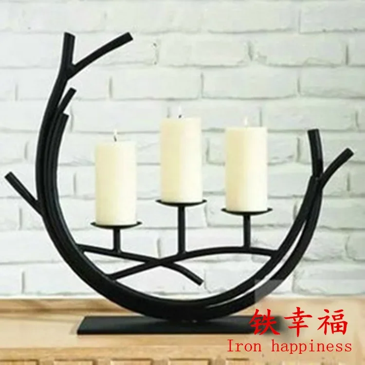 Nordic Romantic Dining Table Candle Dinner Candle Holder Wedding Candlestick Vintage Iron Household Jewelry Candle Holder Ornaments