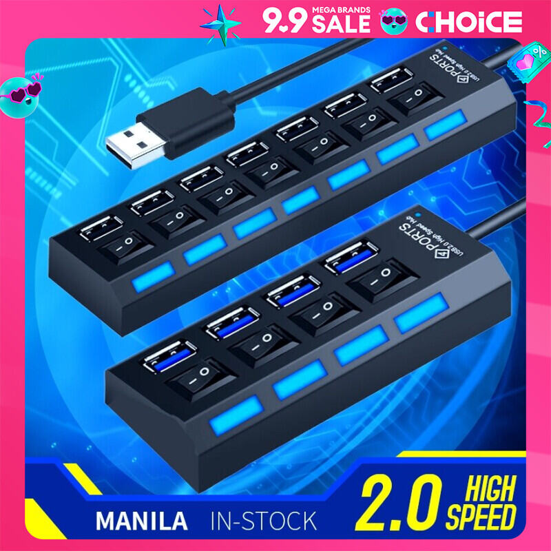 7 ports USB Hub Hi-Speed 2.0 Hub 480Mbps On/Off Switch