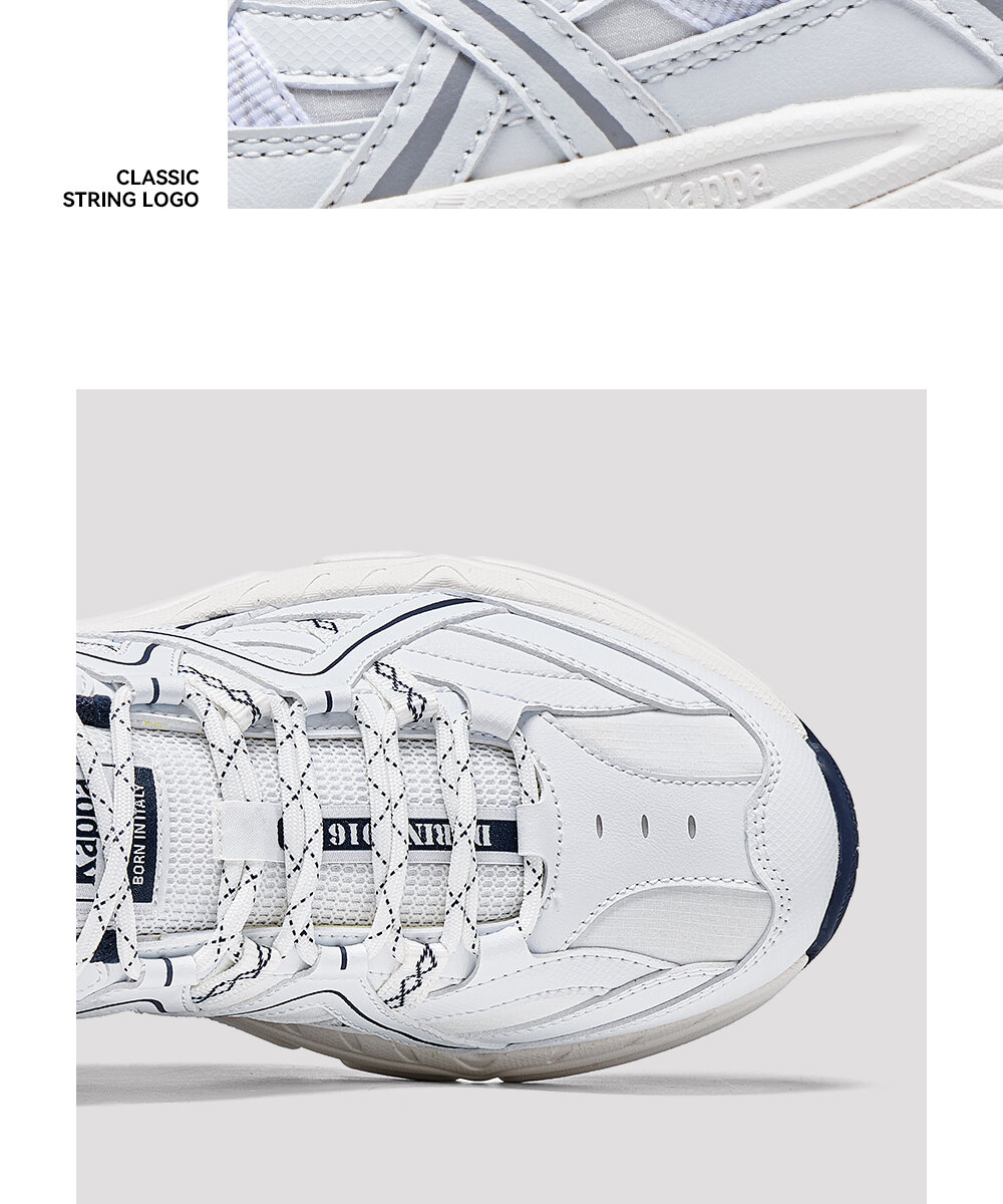 Kappa White Sport Shoes Women's Casual Thick Bottom Versatile Summer Shoes Fashionable Breathable Cross-Lace Synthetic Leather · v7