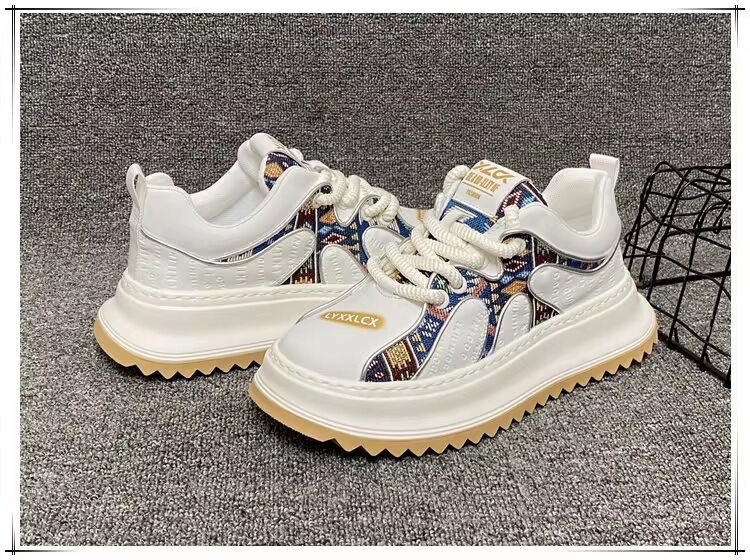 Men's Thick Sole Breathable Casual Shoes Color Block Design Summer Leisure Dad Shoes Increased Height Trendy Fashion Sneakers · v8