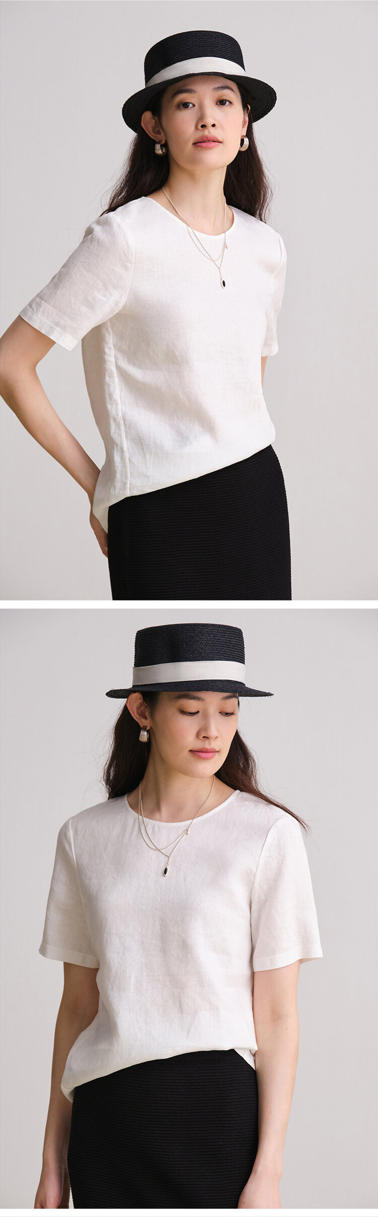 100% Linen Short Sleeve T-Shirt Women's Casual Style Original Travel Wear Spring Season Versatile Comfortable Fit round Neck