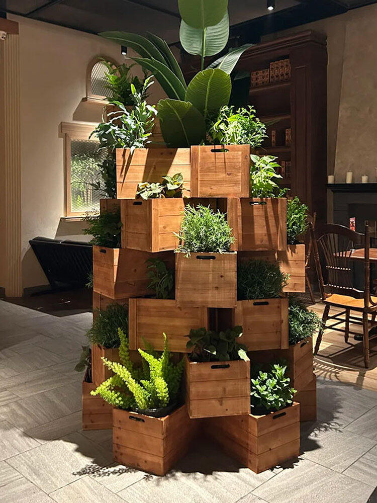 Wood Plant Box: Large Capacity Storage & Retro Garden Decorations