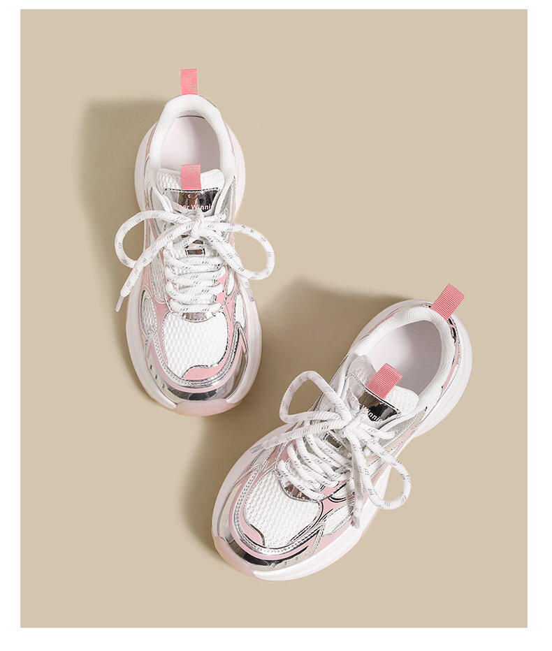 Pink Dad Shoes Women's Spring 2025 New Style Small Size Thick Bottom Versatile Mesh Breathable Casual Sports Shoes Trendy · v7