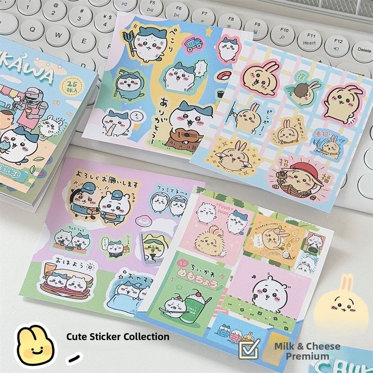 Chiikawa Cartoon Sticker Book High Aesthetic Value DIY Decorative Stickers for Scrapbooking And Business Supplies