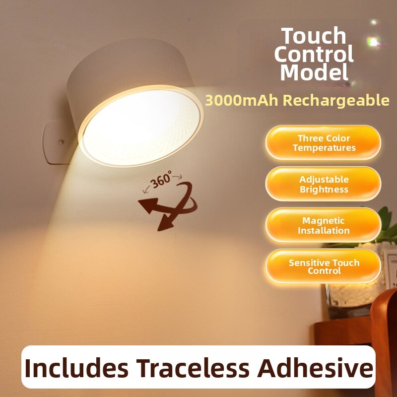 kufire | Wireless Wall Mount Reading Eye Protection Light for Bedroom Wall Lamp