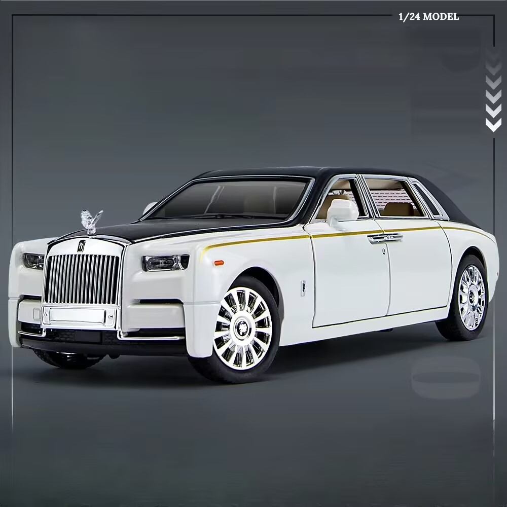 1/24 Rolls Royce Phantom Diecast Toy Cars Model Simulated Pull