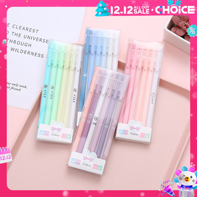 Hộp 6 Bút Bi Nước Mực Đen, Set 6 Bút Trong Hộp Dễ Thương