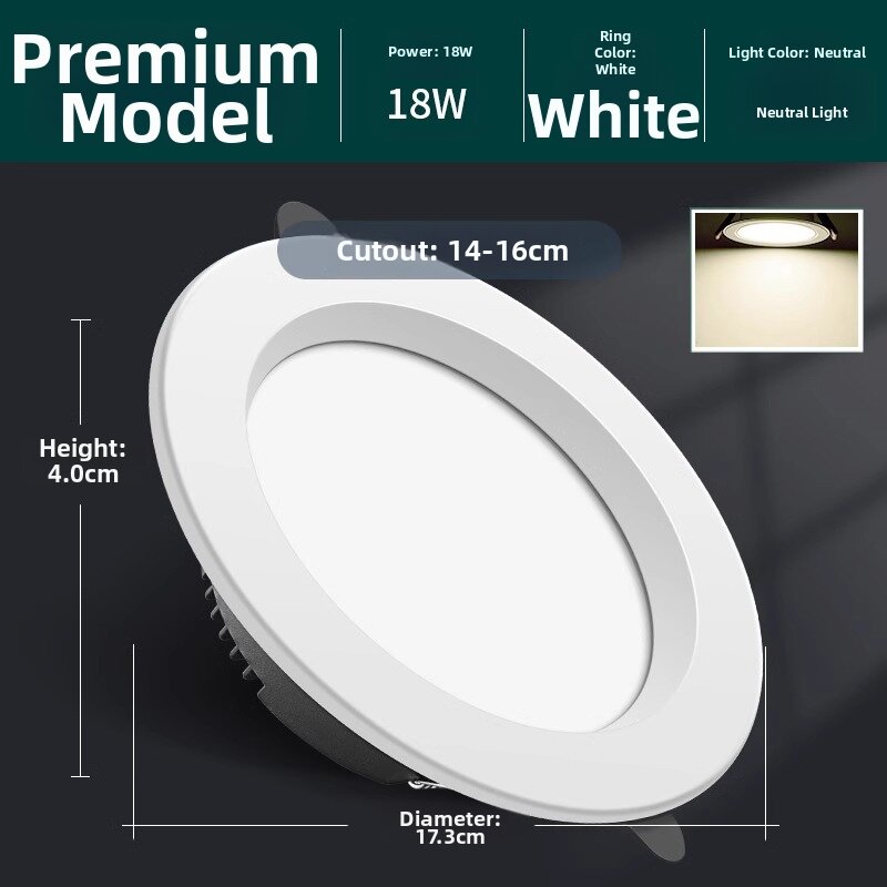 4-Inch Embedded LED Downlight 6-Inch 5-Inch Tubular Lamp Insertion Lighting Alloy Material 3-Year Warranty for Living Room Bedroom