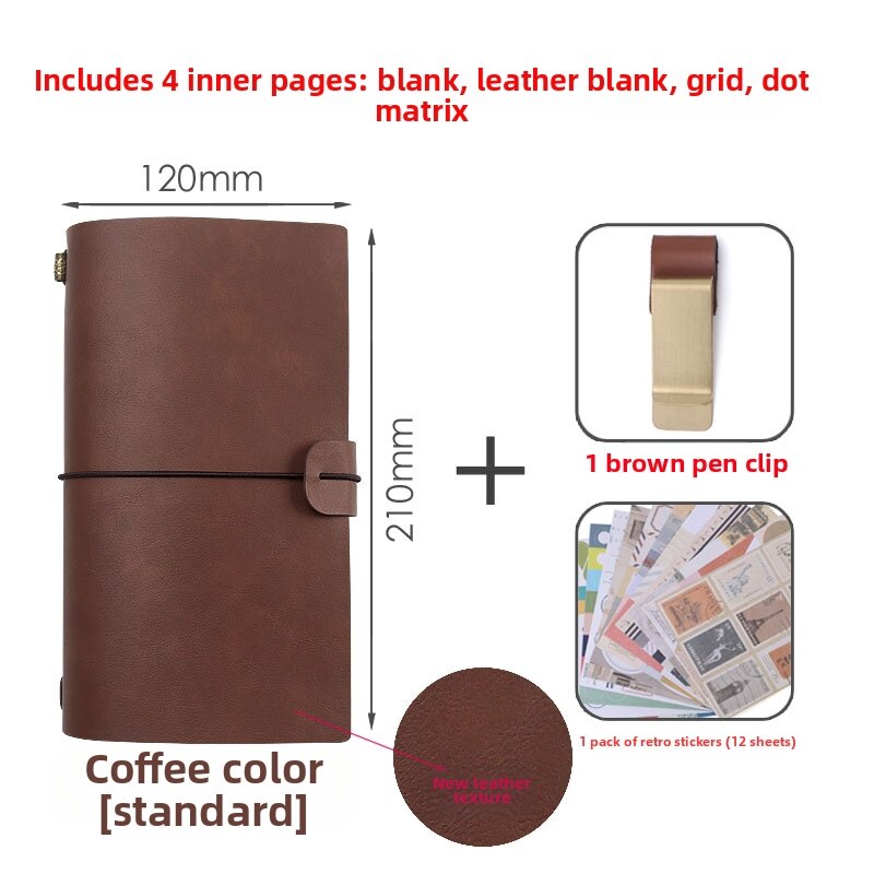 Travel Notebook Creative Stationery Personal Diary Record Book Retro Portable Leather Loose Leaf Travel Scrapbooking Book