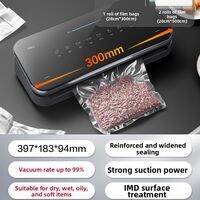 deli | Automatic Food Vacuum Sealer Small Home Use with One Handed Lock Operation Matte Metal Finish Detachable Washable Base 320mm Wide Sealing Strip