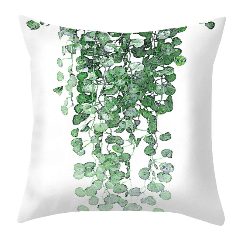 Nordic Style Plant Leaf Design Short Fleece Cushion Cover