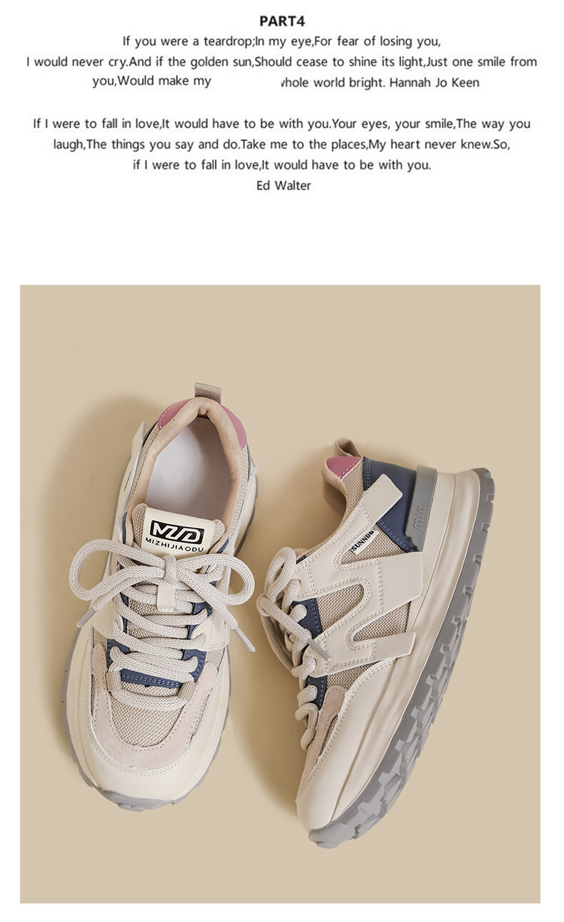 Women's Casual Sport Shoes Spring 2025 Thick Bottom Dad Shoes Color Block Versatile Small Size Korean Style Agan Leisure Sports Shoes