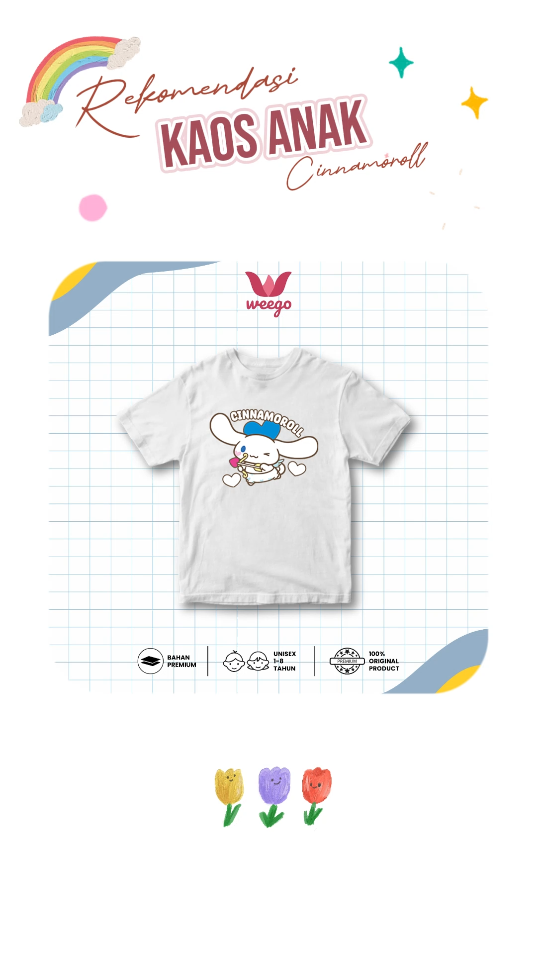 My In Baju Kaos Distro Anak Perempuan Tangan Pndek Motif Cinnamoroll usia 1-13 Tahun K105