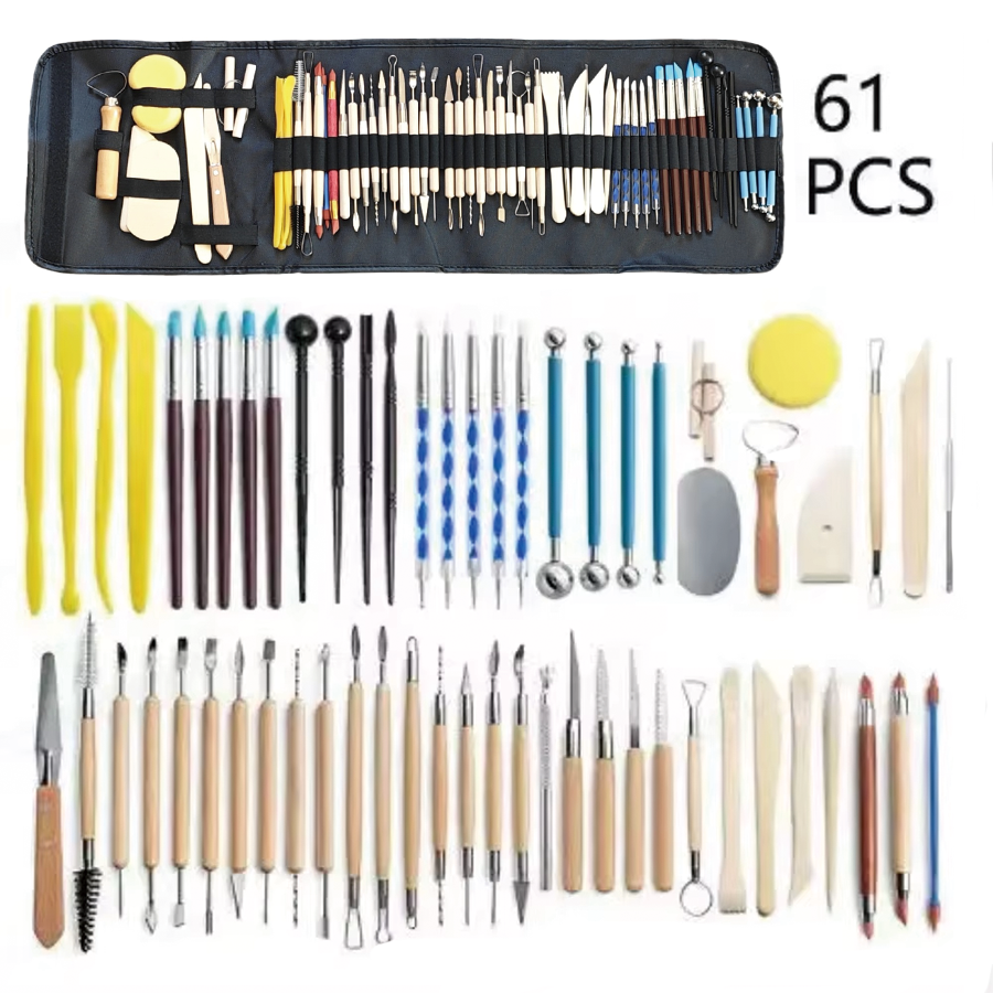 Pottery Clay Sculpting Tools Kit 8-61 Pcs/Set Ceramic Wax Clays Carving Tools for Art Craft Pottery Sculpting Modeling Tool Set