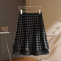 XUEFULING | Polka Dot A-Line Mini Skirt Short Girls Silk