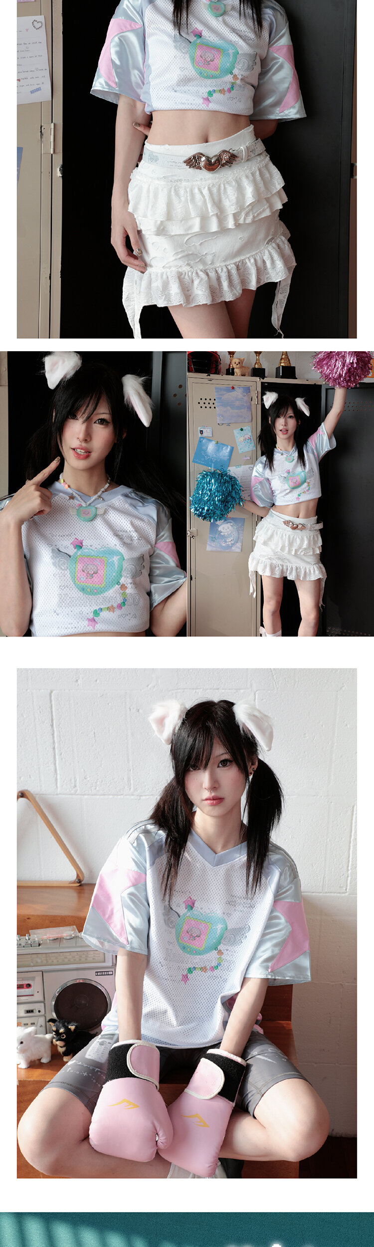 เสื้อยืดแขนสั้นลายเครื่องอิเล็กทรอนิกส์สำหรับสัตว์เลี้ยงอิเล็กทรอนิกส์ Hashtag DDD Y2K สีเงินสไตล์สตรีทสำหรับผู้หญิง ประจำฤดูร้อน