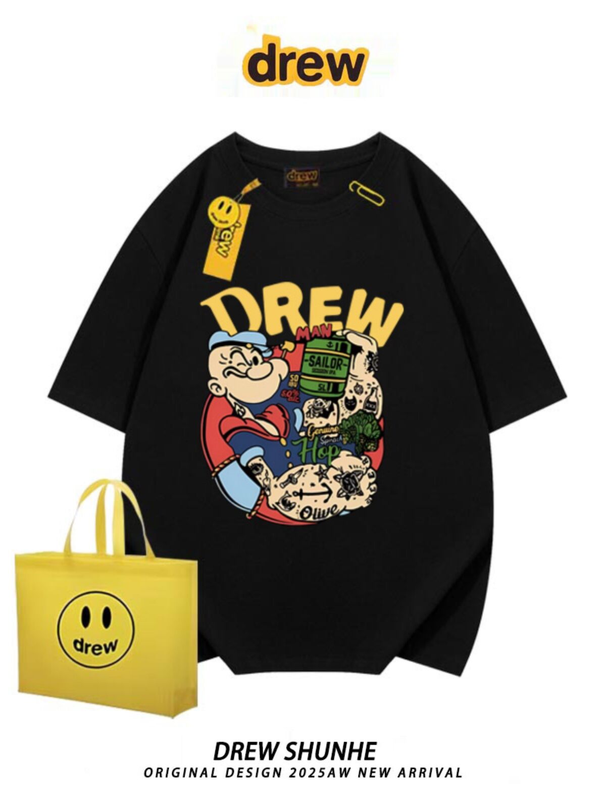 Drew House T-Shirt - Justin Bieber Inspired Loose Fit Unisex Drew House T-Shirt - Justin Bieber Inspired Loose Fit Unisex