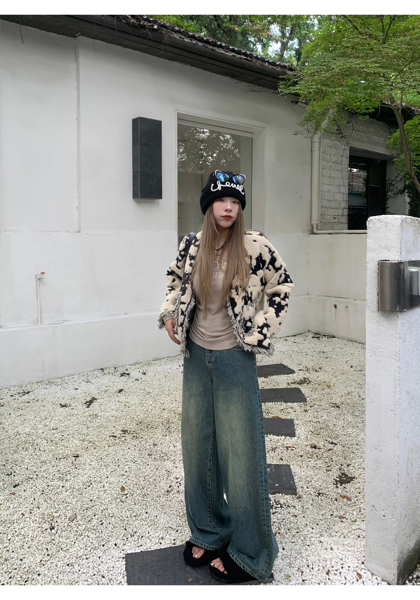 High Waist Wide Leg Jeans Women's Loose Fit Washed out Style Spring Autumn Denim Pants by LUU Peach Joy Slimming Effect · v2