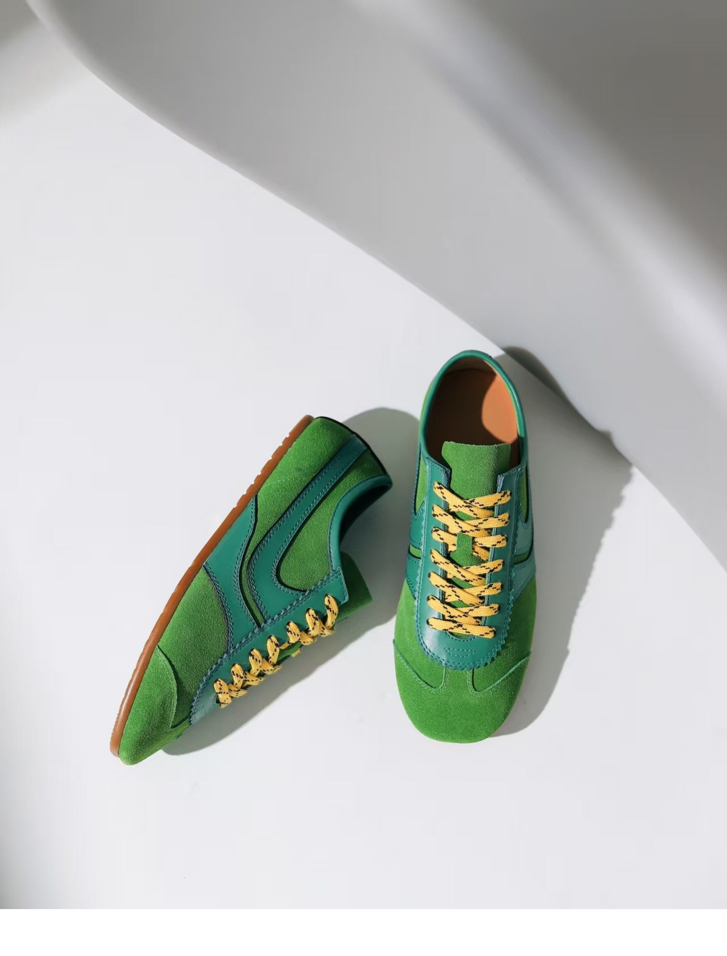 Olive Green Agam Shoes Deqin Casual Sneakers Women's Flat Bottom Sports Shoes Easy to Wear Comfortable Leather Interior · v12
