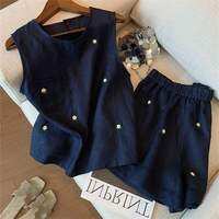 Lieoyuarn | Embroidered Casual Cotton Linen Womens Set