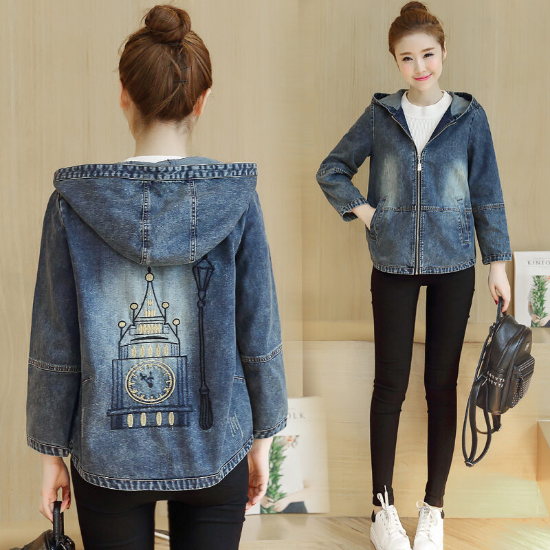 denim jacket with hoodie sleeves womens