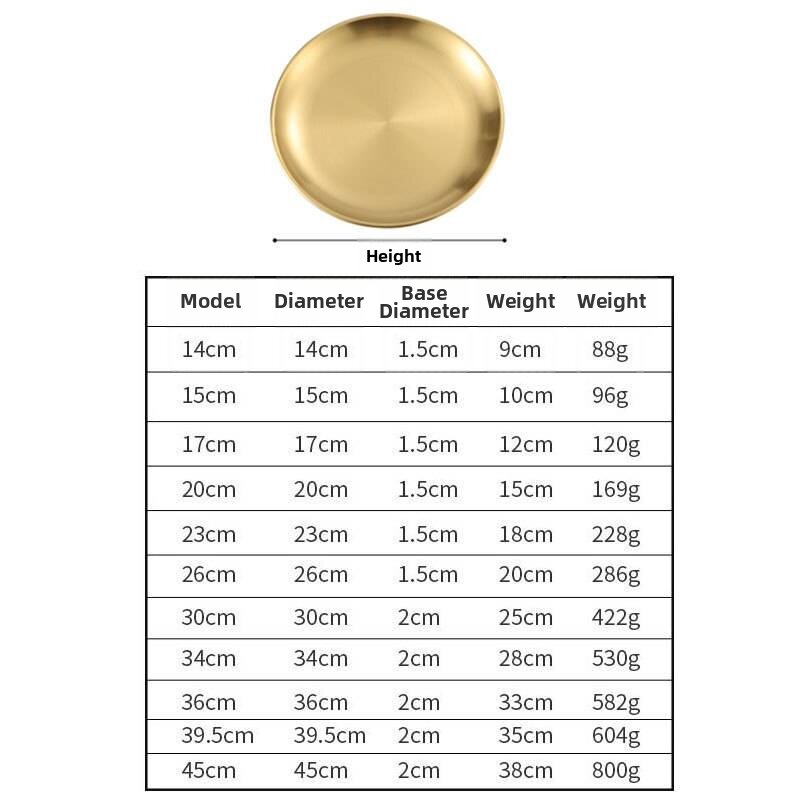 FUJIUSHUANG | Solid Brass Thickened Healthy Simple Durable Dish Plate