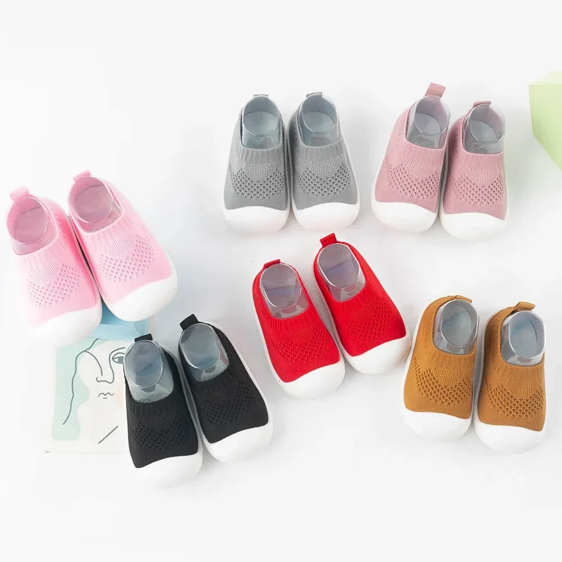 Baby Toddler Shoes 1-3 Years Old Mesh Breathable Spring and Autumn Soft Bottom Non-Slip Children's Shoes Flying Woven Infant Children's Socks Shoes
