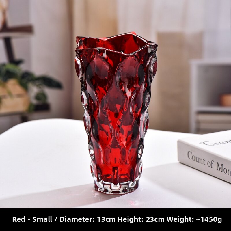 Nordic Luxury Large Diameter Crystal Glass Flower Vase for Flowers And Green Plants Home Hotel Floral Decorations