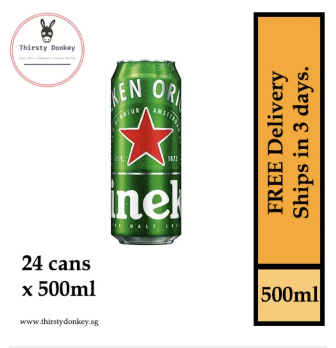 Heineken Lager Beer (24 cans x 500ml)