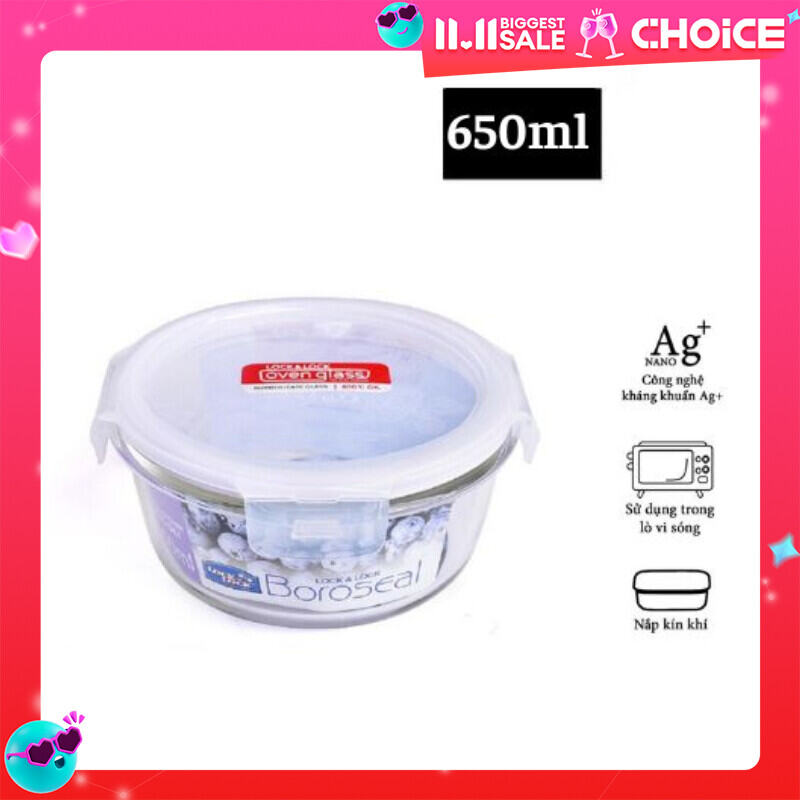 ( 2 SZIE ) Hộp thuỷ tinh chịu nhiệt cao cấp LOCK&LOCK cao cấp 650ml/950ml sử dụng được lò vi sóng