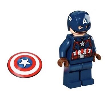 Lego Captain America Minifigure - Dark Blue Suit, Red Hands, Helmet& Shield