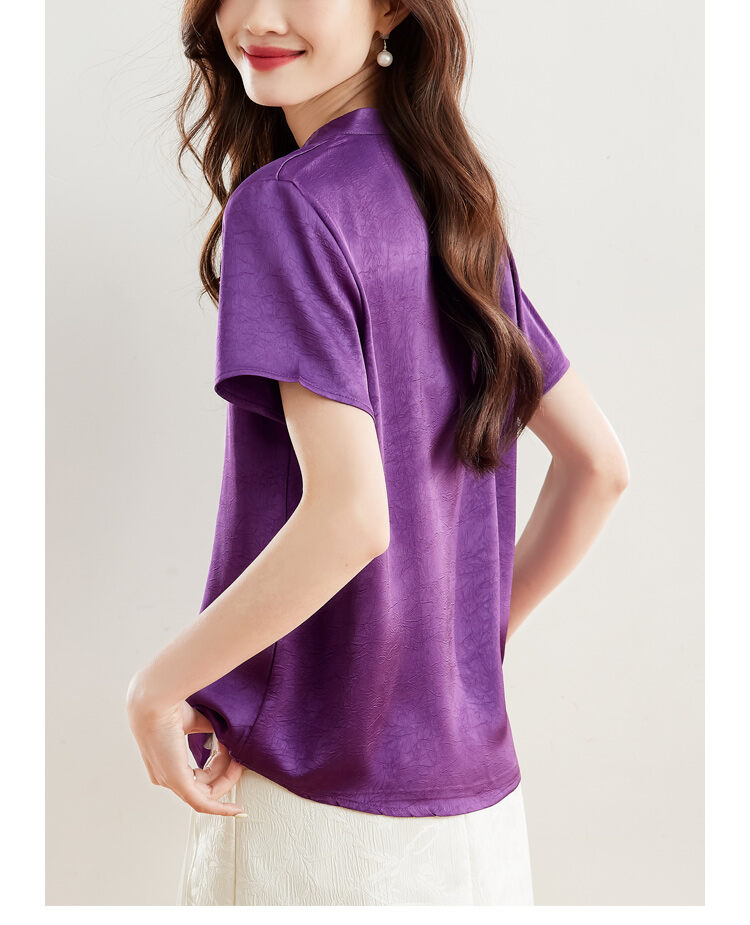 New Chinese Style Short Sleeve Shirt Women Summer 2025 New Fashion Black Embroidered Top Ladies Small Shirt Upper Body