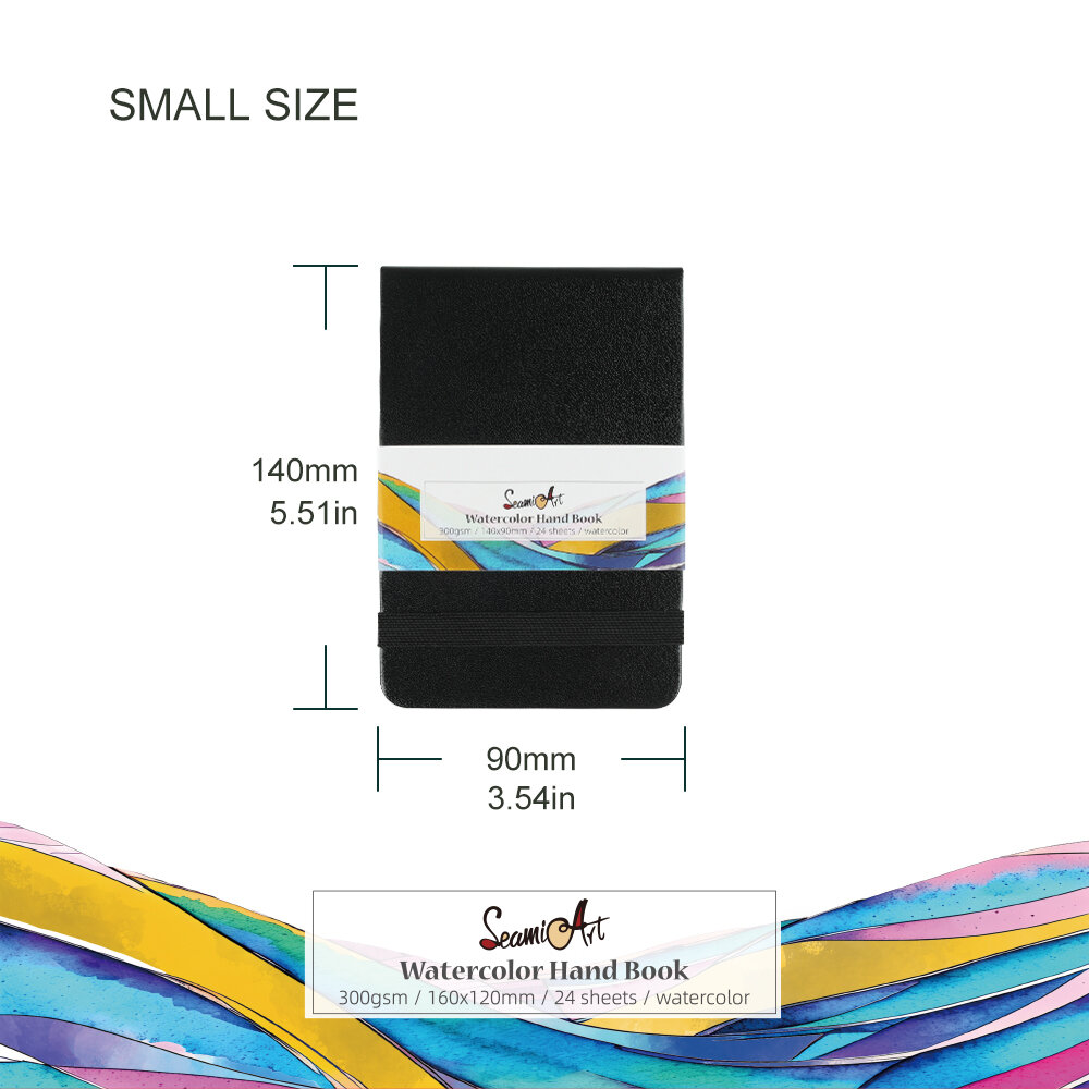 SeamiArt A4/A5 Drawing Notebook Sketchbook Handbook 300gsm paper 24sheets for Watercolor Acrylic Marker Pen Oil Paint Gouache