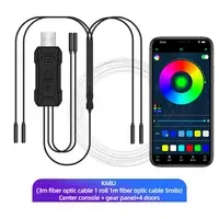 KEVANLY | Car RGB LED Ambient Light Strip USB Fiber Optic Atmosphere Car Neon Interior Light Strip Center Console Door Decoration Lamp