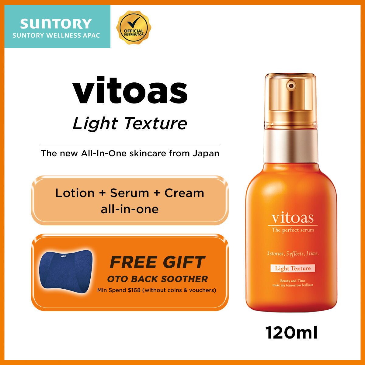 Suntory Vitoas 120Ml All-In-One Moisturizing Anti-Aging Serum For 