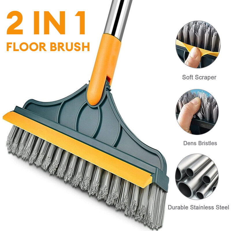 Bàn chải làm sạch sàn 2 trong 1 Magic Broom Gap Brush Long Handle Removable Wiper Tile Phụ kiện phòng tắm Glass Toilet Brush