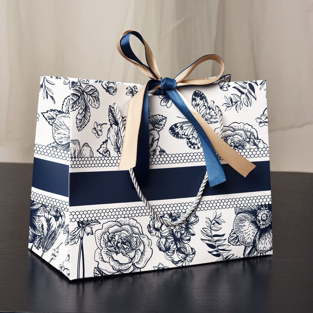 New Gift Bags Mothers Day Gift Wrapping Bags Floral Paper Bags Tote Bags Birthday Paper Bags Premium Gift Bags with Ribbon