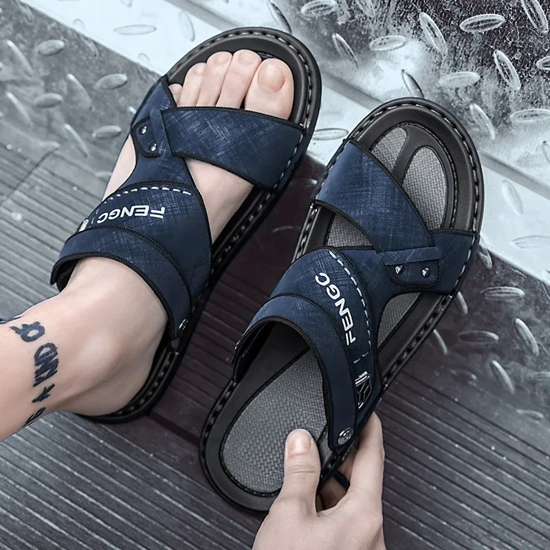Men's Sandals Driving Dual-Use 2021 New Trendy Summer Non-Slip Soft Bottom Slippers Casual Outdoor Sandals Waterproof