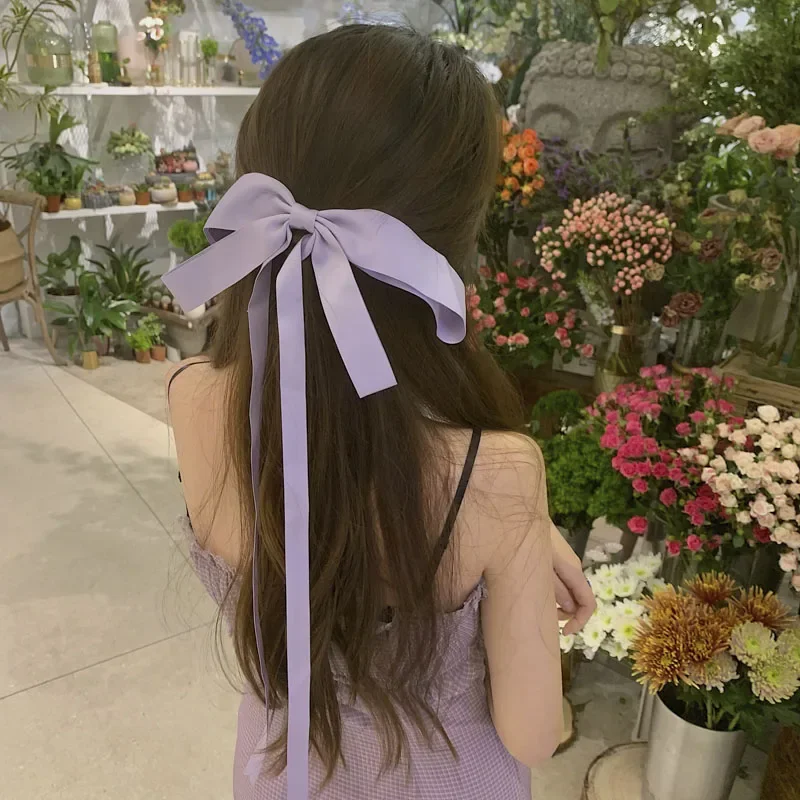 Purple Big Bow Hairpin Women's Summer Fairy Spring Clip Top Clip Back Head Temperament Wild Ribbon Ribbon Hairpin