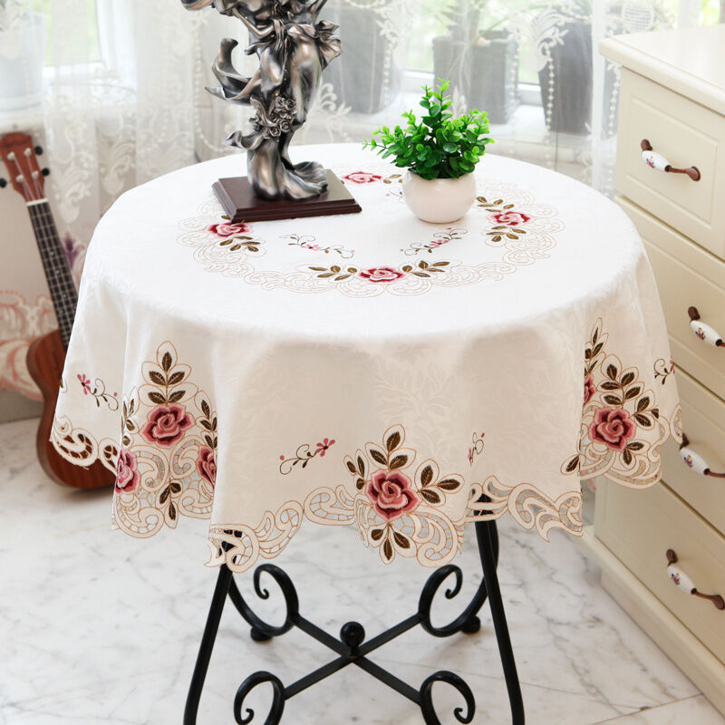 Genuine Embroidered HighGrade Round Tablecloth Fabric Large Round