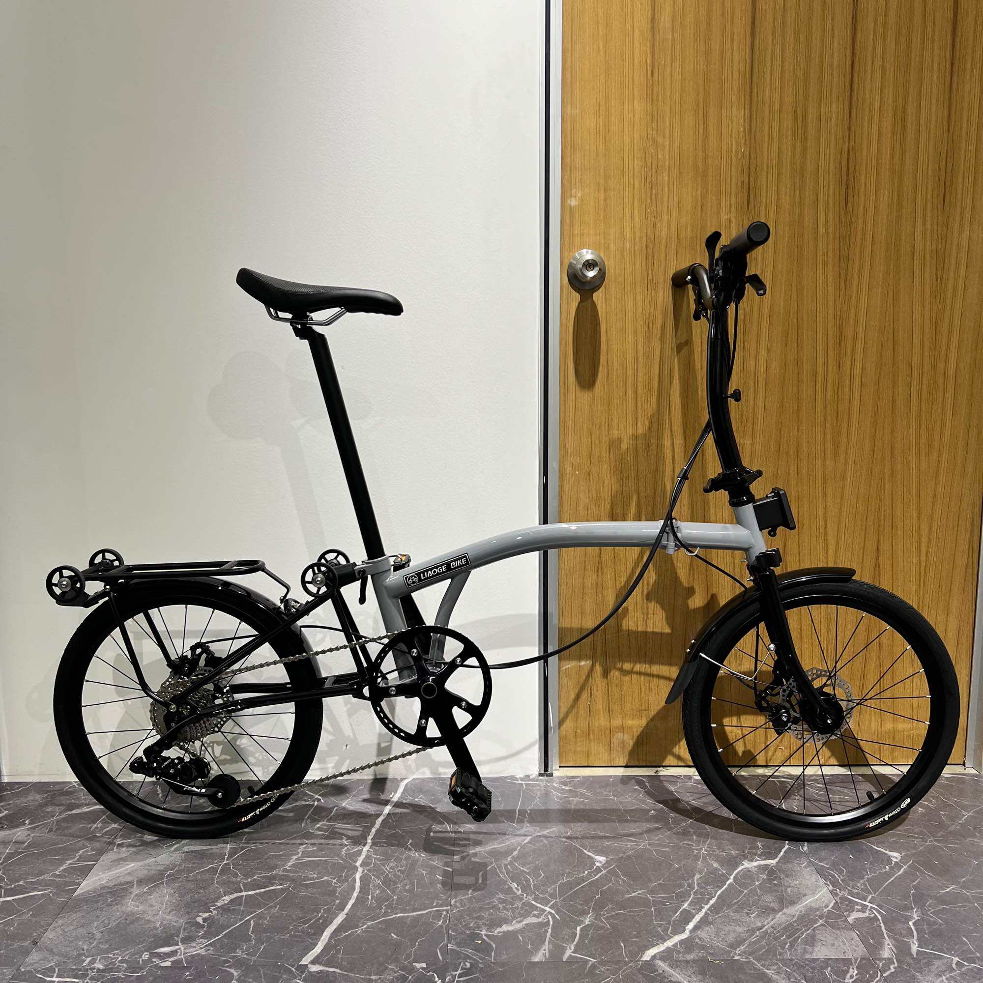Liaoge D9 trifold bike disc brake 16” 20” external 9 speed Chromoly Steel frame compact folding