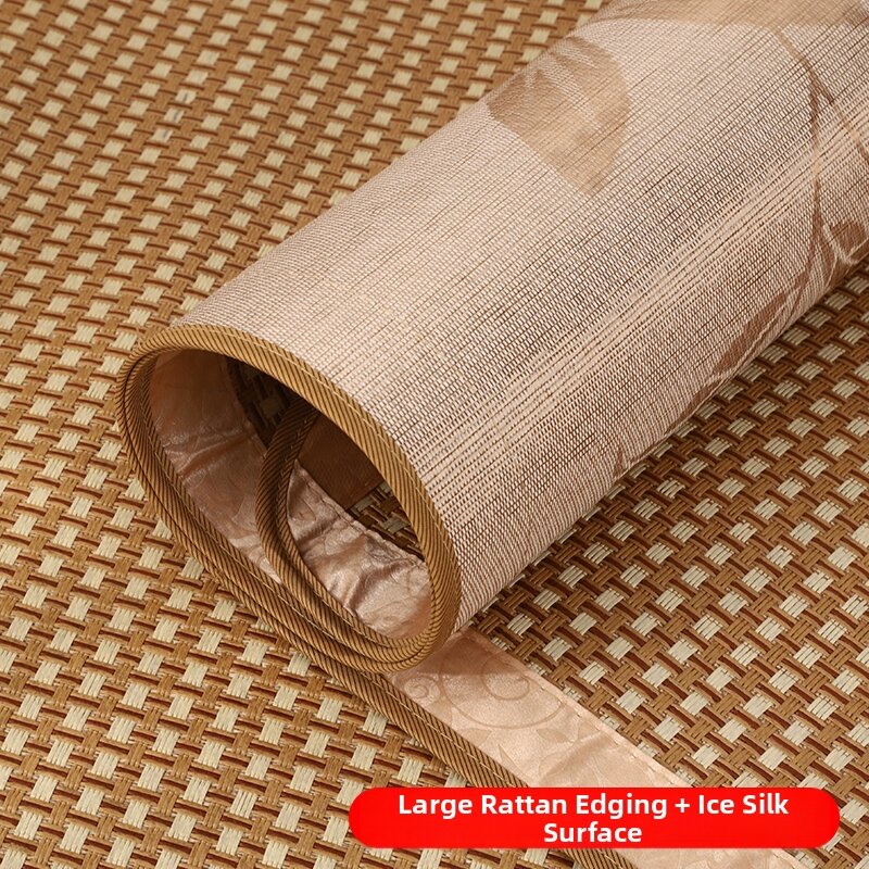 Double-Sided Summer Ice Silk Bamboo Cloth Art Sofa Cushion Foldable Wicker Mat Cool Pad Retro Floral Pattern Home Decor