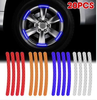 20 cái Ổ trục bánh xe Miếng Dán Phản Chiếu Xanh dạ quang trang trí Sticker phổ dải phản quang cho xe máy xe đạp năm màu