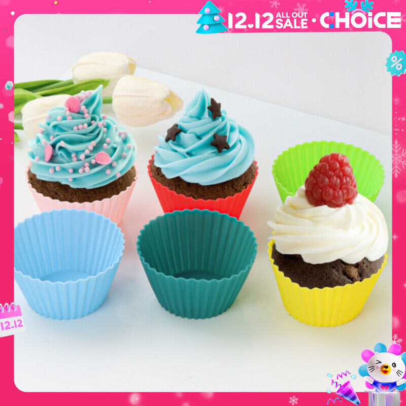 12 Chiếc Cốc Làm Bánh Muffin Bằng Silicon Cho Dụng Cụ Làm Bánh Nhà Bếp Cốc Làm Bánh Khuôn Làm Bánh Cupcake Và Muffin Khuôn Silicon (Màu Ngẫu Nhiên)10pcs